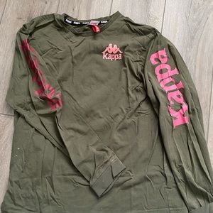 Kappa long sleeve t shirt green and pinks size XL